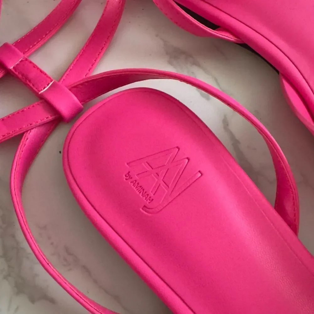 ⭕️ AAJ By Aminah Hot Pink Sudana Bow Strap Flats